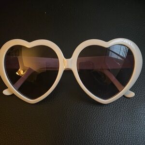 Heart-Shaped White Sunglasses